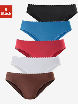 Slips jazz lot de 5 panties pratique - petite fleur - Marron, Blanc, Rouge, Bleu Clair, Noir