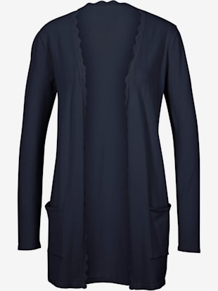 Veste en tricot superbe basique avec poches plaquées - Ashley Brooke - Bleu Nuit