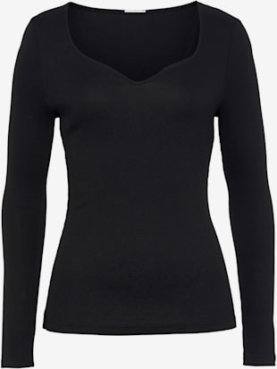 T-shirt manches longues t-shirts vivance en qualité côtelée douce et souple - Vivance - Crème, Noir