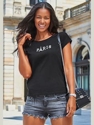 T-shirt manches à bords francs - Vivance - Noir