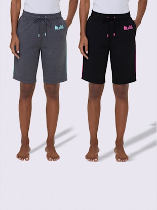 Bermuda sport confortable poches imprimés - feel good - Noir + Gris Chiné
