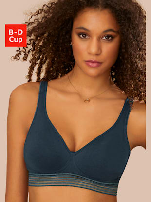 Soutien-gorge doux soutien-gorge bralette classique, lot de 2 - petite fleur - Marine + Blanc