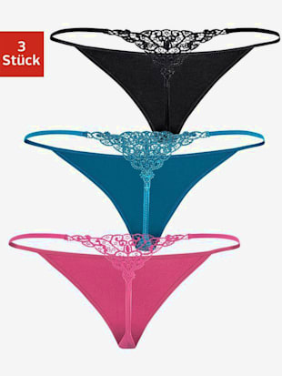 Lot de 3 strings lascana - LASCANA - Bordeaux, Pétrole, Noir