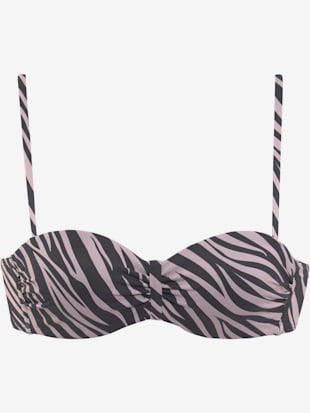 Haut de bikini bandeau à armatures imprimé zébré élégant - LASCANA - Noir Imprimé