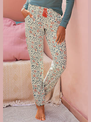 pantalon de nuit pantalon de pyjama fantaisie avec imprimé floral - lascana - écru