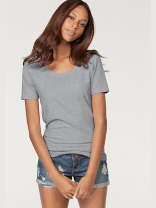 T-shirt à manches courtes t-shirts vivance en lot de 2 - Vivance - Gris Chiné, Noir