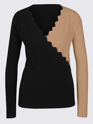 Pull superbe aspect cache-cœur - Ashley Brooke - Noir-chamois