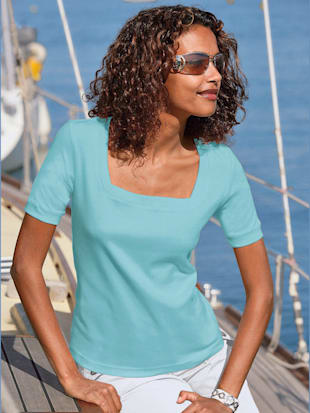 T-shirt à manches courtes pur coton - - Turquoise