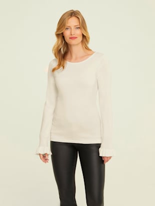 Pull volants originaux aux manches - Ashley Brooke - Offwhite