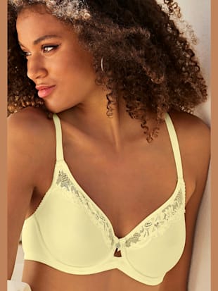 Soutien-gorge à armatures, bordure en dentelle fine et nœud - LASCANA - Vanille