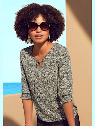 T-shirt lascana à manches 3/4 - LASCANA - Noir Imprimé, Noir