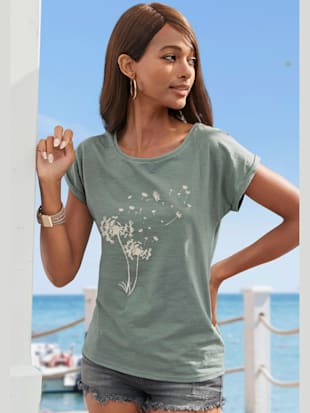 T-shirt vivance avec imprimé fantaisie devant - Vivance - Menthe