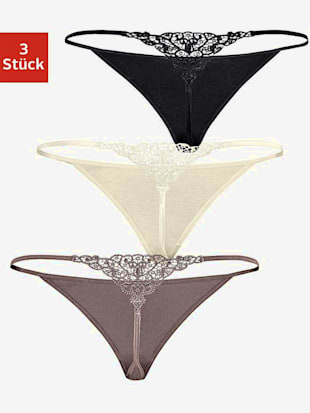 Lot de 3 strings lascana - LASCANA - Taupe, Noir, Crème