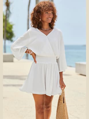 robe de plage encolure chevauchante avec bouton-pression - vivance - crème
