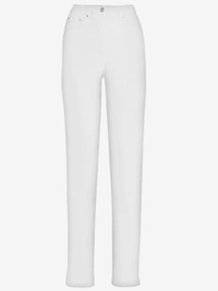 Jean femme coupe droite ceinture élastique - Collection L - Blanc