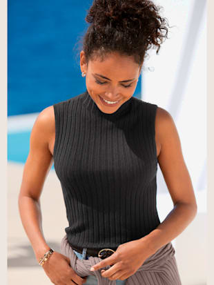 Débardeur en tricot encolure haute - LASCANA - Noir