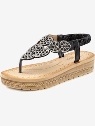 Tongs sandales ornées de jolies petites pierres fantaisie - LASCANA - Noir
