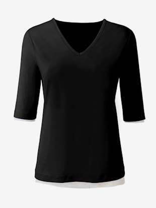 T-shirt en v toucher doux et agréable - - Noir