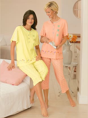 Pyjamas jersey fin - Comtessa - Abricot + Jaune