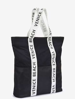 Cabas élégant sac en nylon - Venice Beach - Noir-blanc