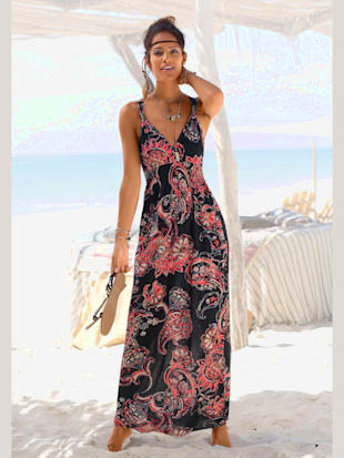 Robe longue séduisante encolure réglable - LASCANA - Noir Imprimé