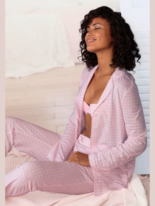 Pyjama classique avec imprimé discret sur toute la surface - Vivance Dreams - Rose-blanc