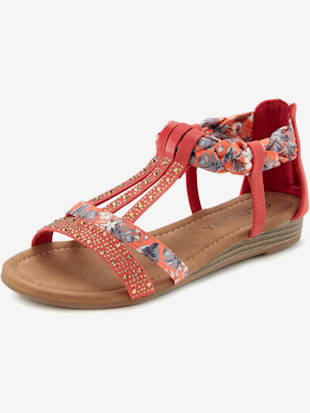 Sandales+superbes+elements+decoratifs,+brides+raffinees+et+petites+pierres+brillantes+fantaisie+brillantes+-+LASCANA+-+rouge