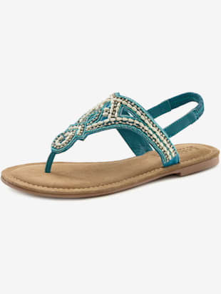 Tongs chaque pièce est unique, perles serties à la main - LASCANA - Turquoise