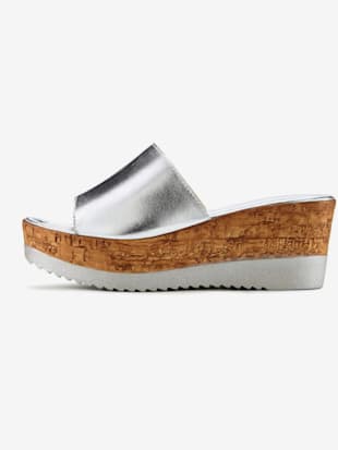 Mules cuir de qualité - LASCANA - Couleur Argenté