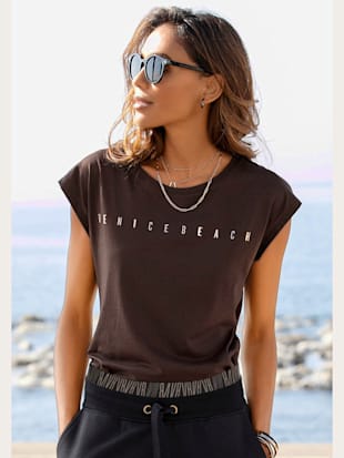 T-shirt à manches courtes encolure ronde - Venice Beach - Marron Foncé