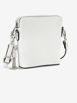 Sac en bandoulière houppe argentée amovible - Vivance - Blanc