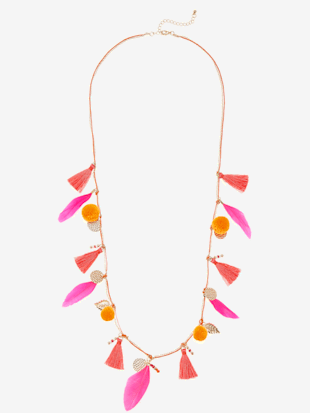 Chaîne avec pendentif long collier avec différents pendentifs - LASCANA - Rose-orange-couleur Or