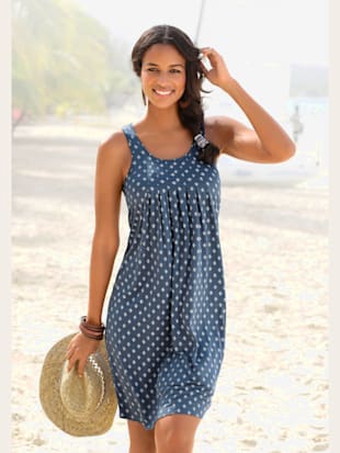 robe de plage imprimé graphique - beachtime - bleu imprimé