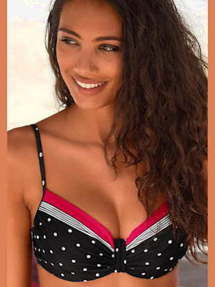 Haut de maillot de bain à armatures mélange tendance de rayures et pois - LASCANA - Noir-rouge