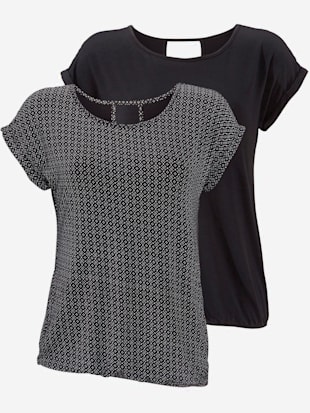 Lot de 2 t-shirts lascana - LASCANA - Noir À Motifs, Noir
