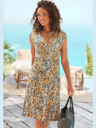 Robe en jersey encolure en v dégagée - s.Oliver - Noir-jaune Imprimé