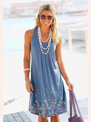 Robe de plage robe d'été imprimée sans manches - Beachtime - Bleu