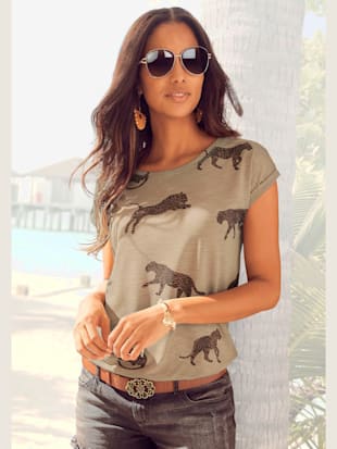 T-shirt à manches courtes t-shirt lascana imprimé léopard - LASCANA - Imprimé Léopard