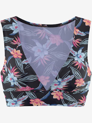 Haut de bikini bustier imprimé, effet de couleur différent pour chaque pièce - KangaROOS - Noir Impr