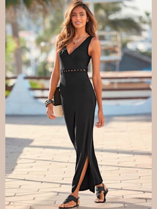 Robe longue encolure en v effet cache-cœur - LASCANA - Noir