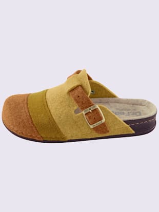 Chaussons feutre de laine - - Jaune À Rayures