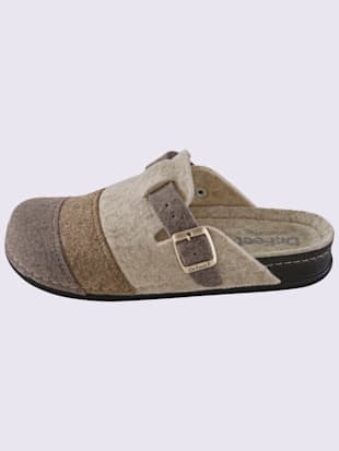 Chaussons feutre de laine - - Taupe À Rayures