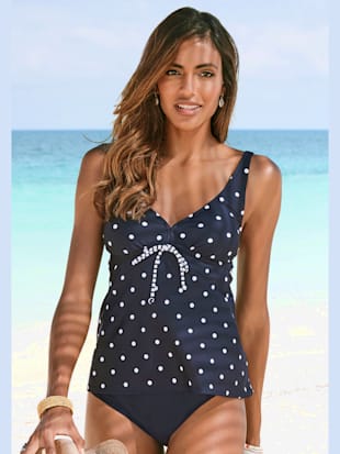 Haut de maillot de bain à armatures motif à pois tendance - s.Oliver - Marine-blanc