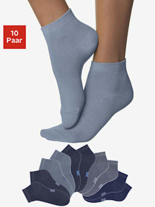 Lot de 10 socquettes dans différentes gammes de couleurs - H.I.S - Marine, Jean, Bleu Foncé