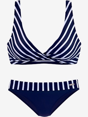Bikini triangle rayures tendance - LASCANA - Marine-blanc