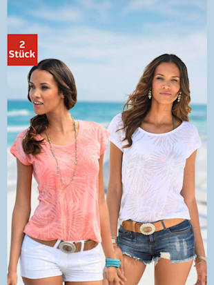 Lot de 2 t-shirts beachtime - Beachtime - Abricot, Blanc