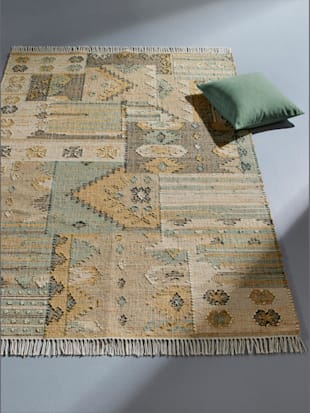 Tapis tissage à plat - helline home - Couleur Ivoire-multicolore