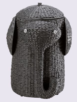 Panier à linge châssis métallique avec jacinthe d'eau tressée de qualité - helline home - Gris