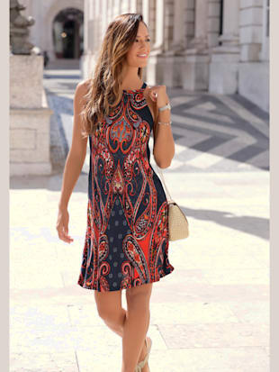 Robe en jersey encolure raffinée devant - LASCANA - Marine-rouge