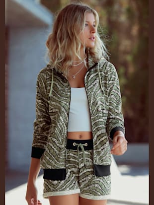 Veste sweat confortable à capuche - LASCANA - Noir À Motifs